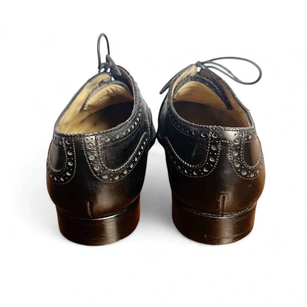 Hickey Freeman - Men’s Black Leather Wingtip‎ Oxford Dress Shoes Wide - 8 EEE